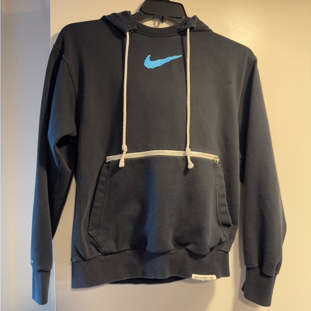 Nike Men's Black Sweater with Blue Swoosh
